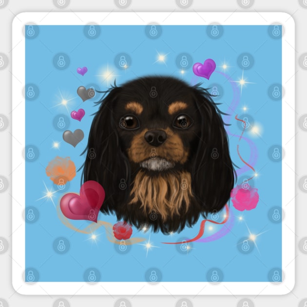 Black and Tan Cavalier King Charles Spaniel Love Design Sticker by Cavalier Gifts